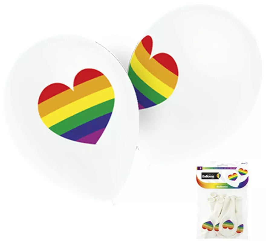 Translation missing: de.Pack 8 Globos Corazón Multicolor de 90 cm de perímetro