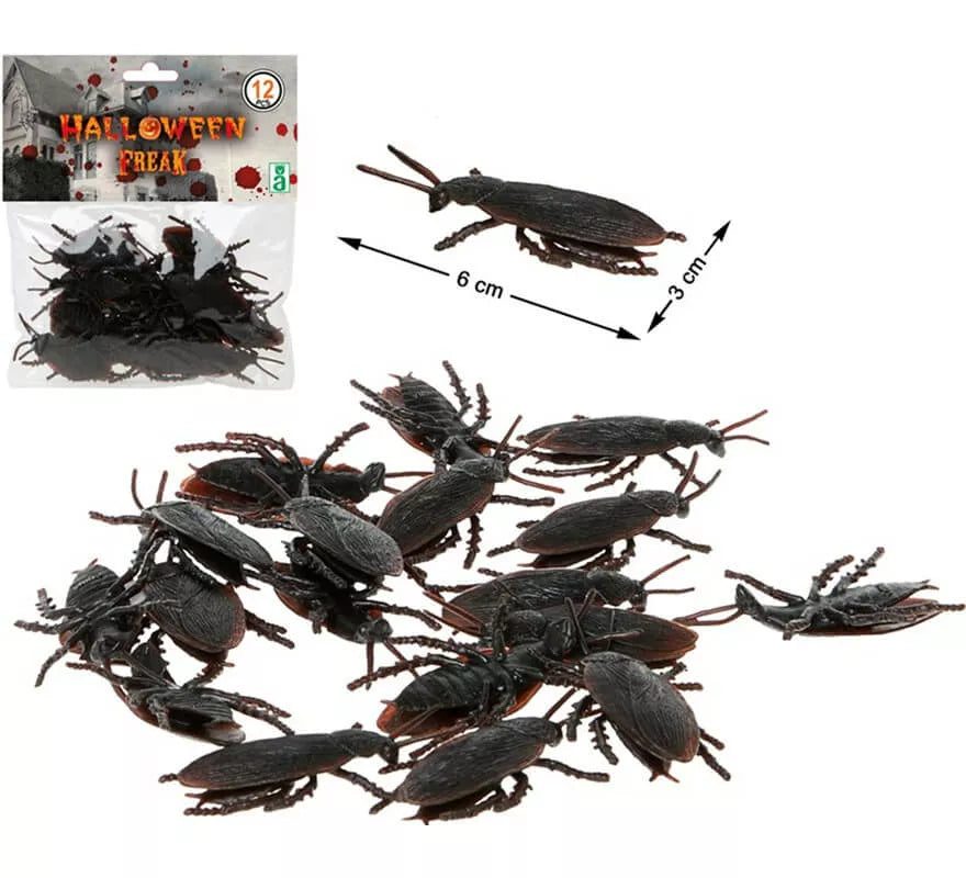 Pack de 10 Cucarachas negras 13 cm