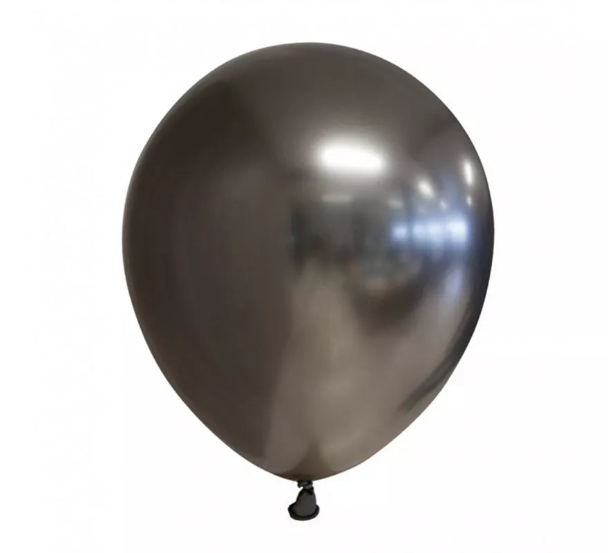 Translation missing: de.Pack de 10 Globos Cromados Redondo Color Gris Espacial de 30 cm