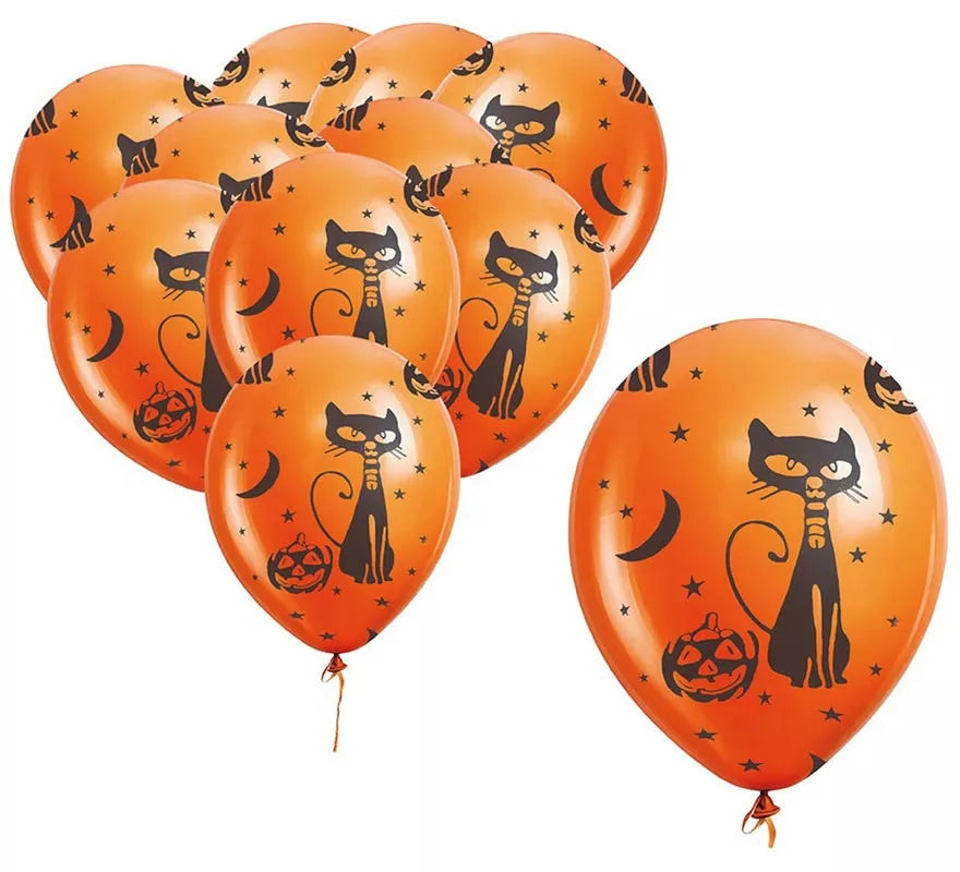 Translation missing: de.Pack de 10 Globos Gato y Calabaza de 30 cm