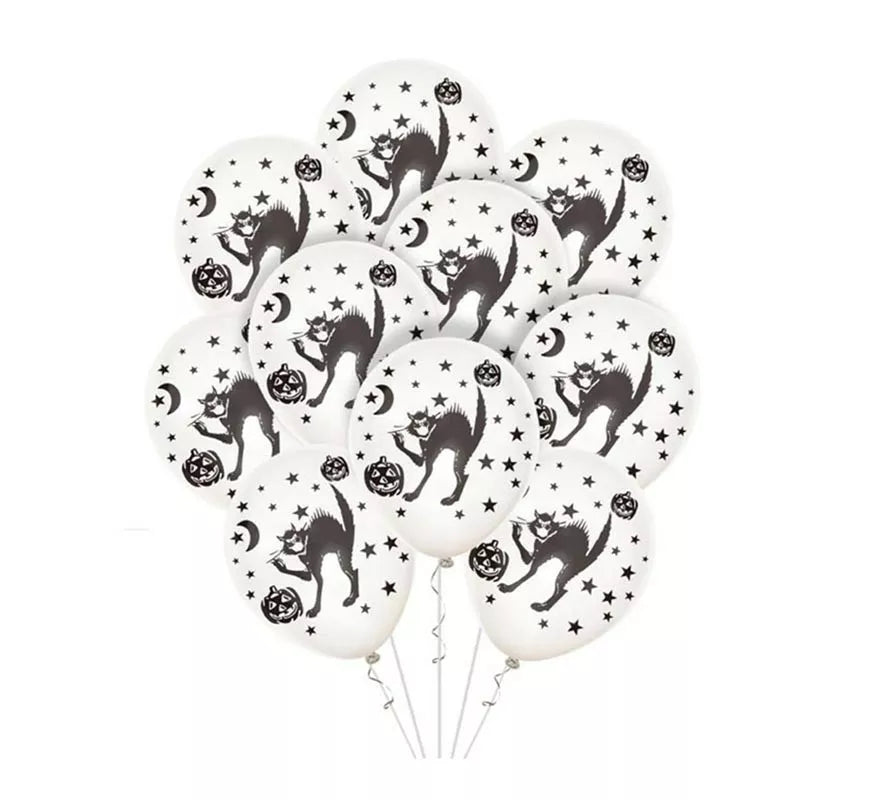 Pack de 10 Globos Gatos negros de 30 cm
