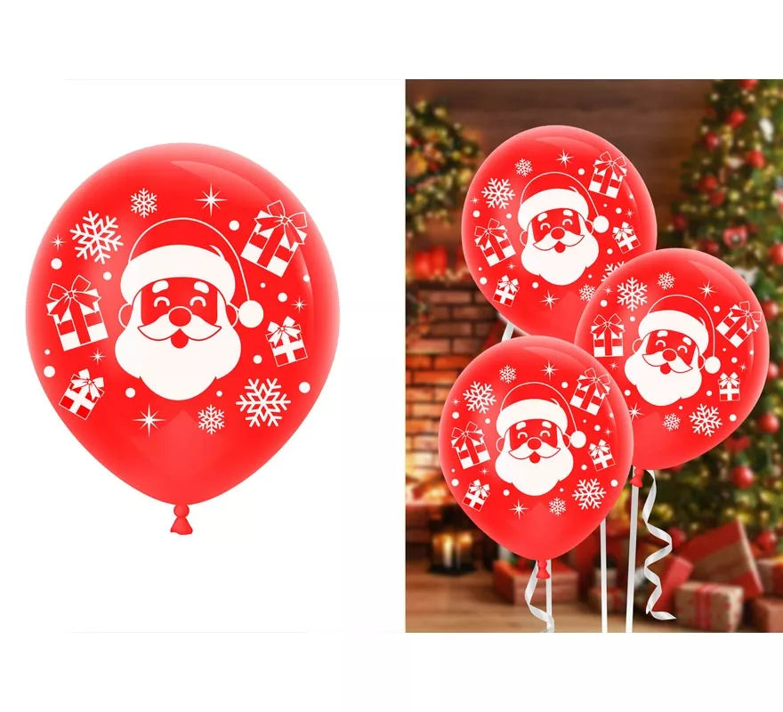 Translation missing: de.Pack de 10 Globos rojos de Papá Noel de Látex