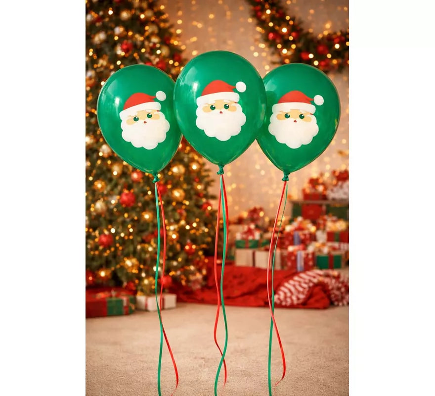 Translation missing: de.Pack de 10 Globos verdes de Papá Noel de Látex