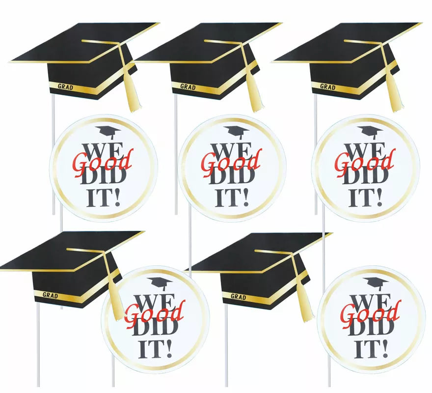 Translation missing: de.Pack de 10 Photocall Graduado con birretes surtidos