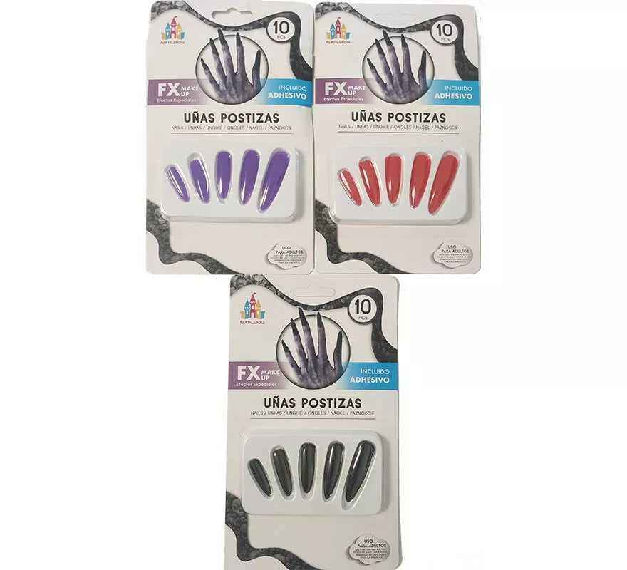 Translation missing: de.Pack de 10 Uñas de Bruja, Vampira o Diablesa en colores surtidos