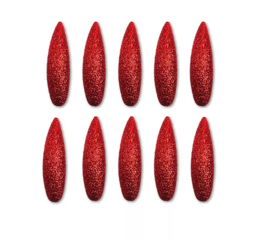 Translation missing: de.Pack de 10 Uñas de Demonio rojas con purpurina
