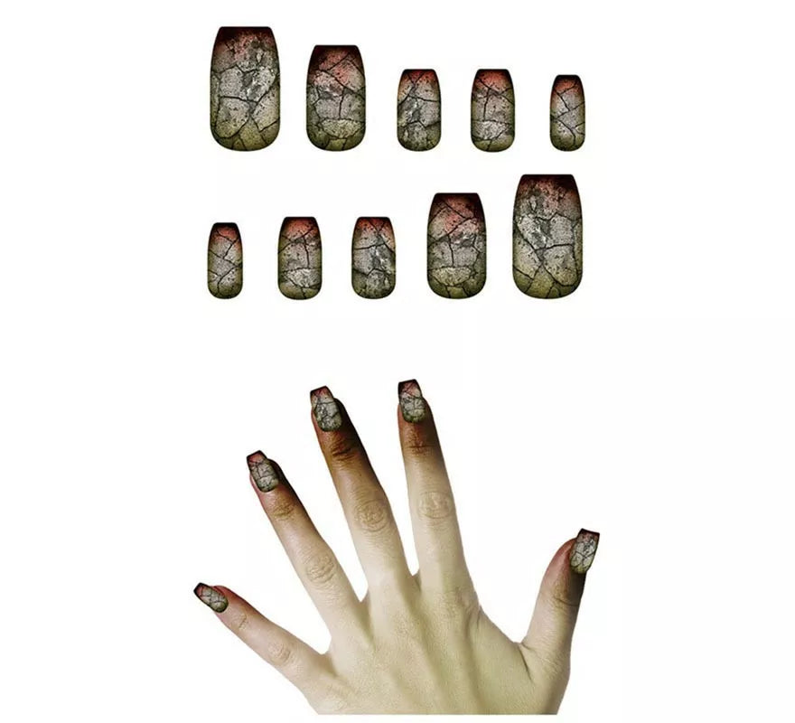 Pack de 10 Uñas Zombie con pegamento