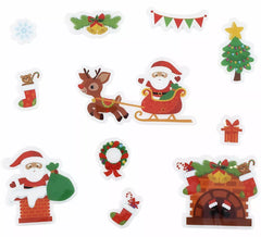 Packung mit 11 Gel-Aufklebern, Weihnachtsmann-Figuren, 20 x 25 cm