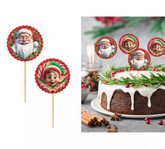 Packung mit 12 Weihnachtsmann- und Elfen-Dekorationsstäben von 6 cm