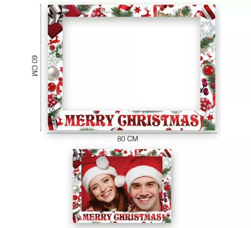 Translation missing: de.Pack de 12 Photocall Merry Christmas blanco de 80x60 cm