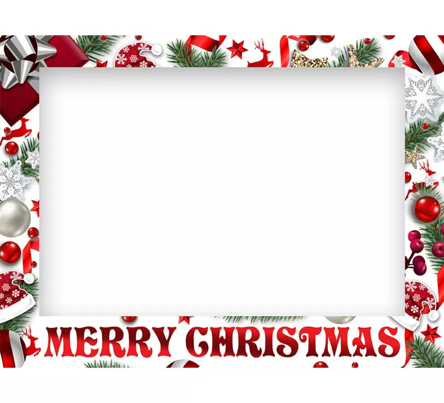Translation missing: de.Pack de 12 Photocall Merry Christmas blanco de 80x60 cm