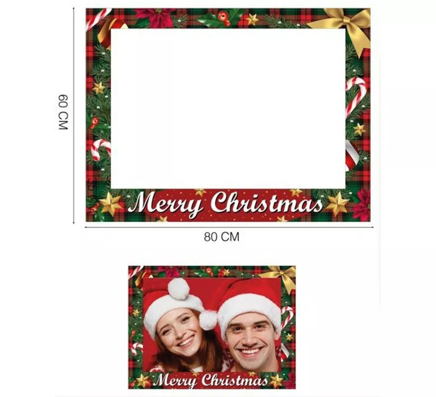 Translation missing: de.Pack de 12 Photocall Merry Christmas rojo de 80x60 cm