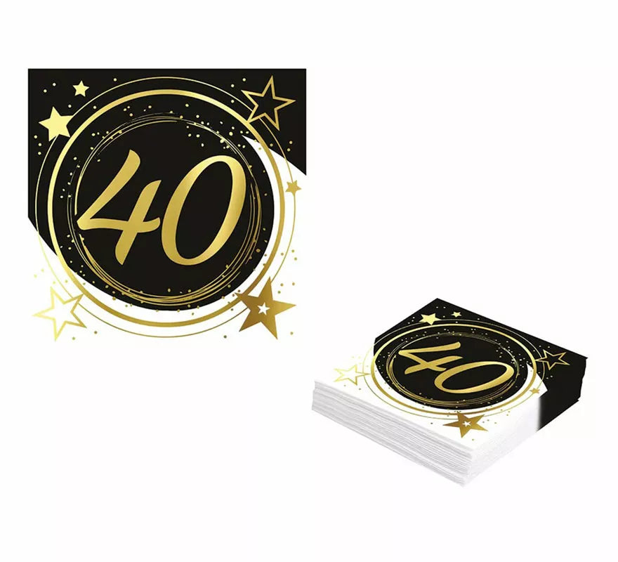 Translation missing: de.Pack de 12 Servilletas 40 Años Cumpleaños y Aniversarios de 33X33 cm