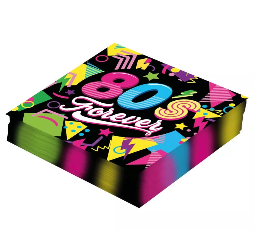 Pack de 12 Servilletas años 80 de 33x332 cm
