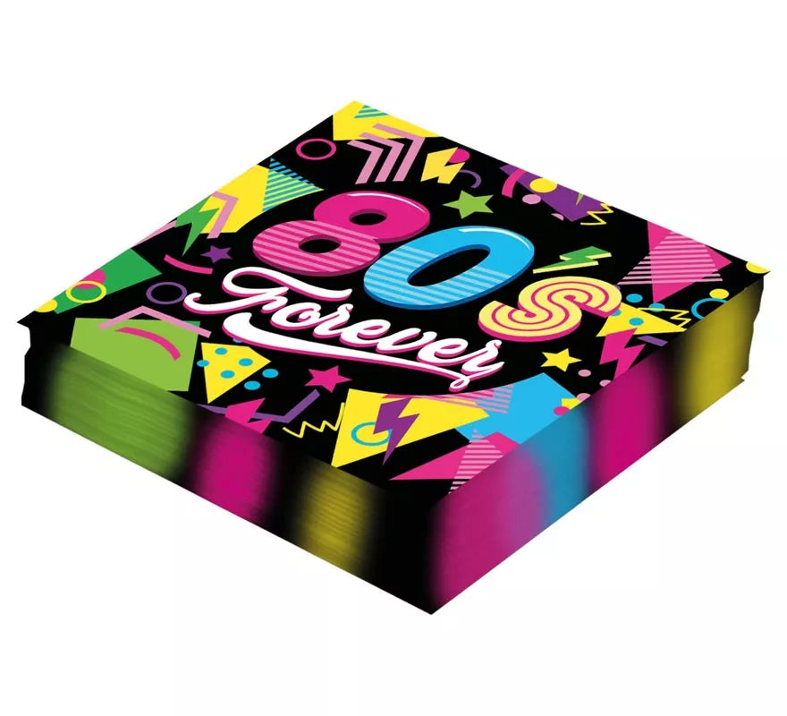 Pack de 12 Servilletas años 80 de 33x332 cm
