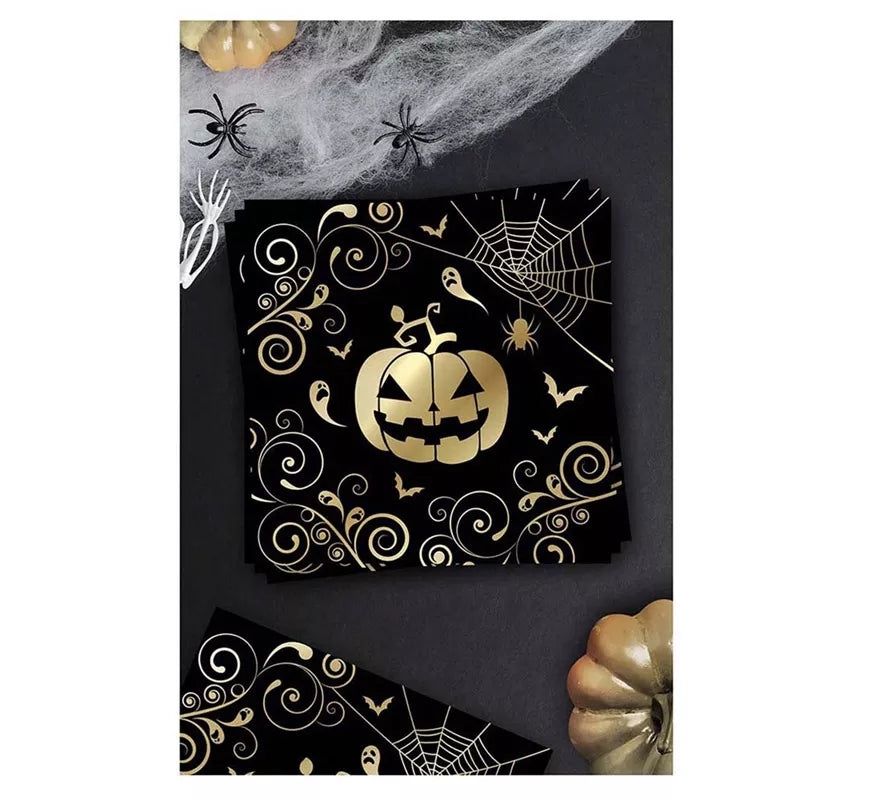 Pack de 12 Servilletas Calabaza Oro de 33X33 cm