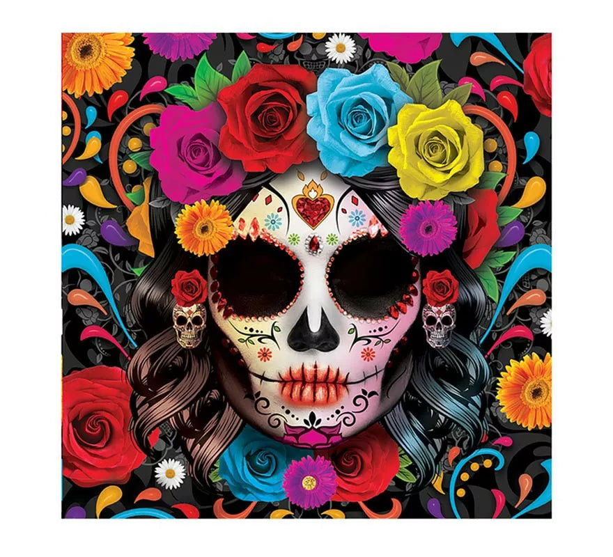 Translation missing: de.Pack de 12 Servilletas Catrina colorida de 33x33 cm