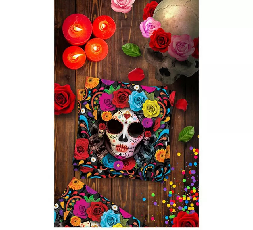 Translation missing: de.Pack de 12 Servilletas Catrina colorida de 33x33 cm