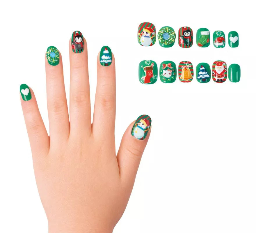 Translation missing: de.Pack de 12 Uñas Adhesivas Navideñas verdes para niña