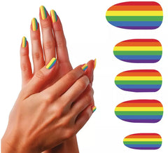 Packung mit 12 Regenbogen-Fingernägeln inklusive Kleber