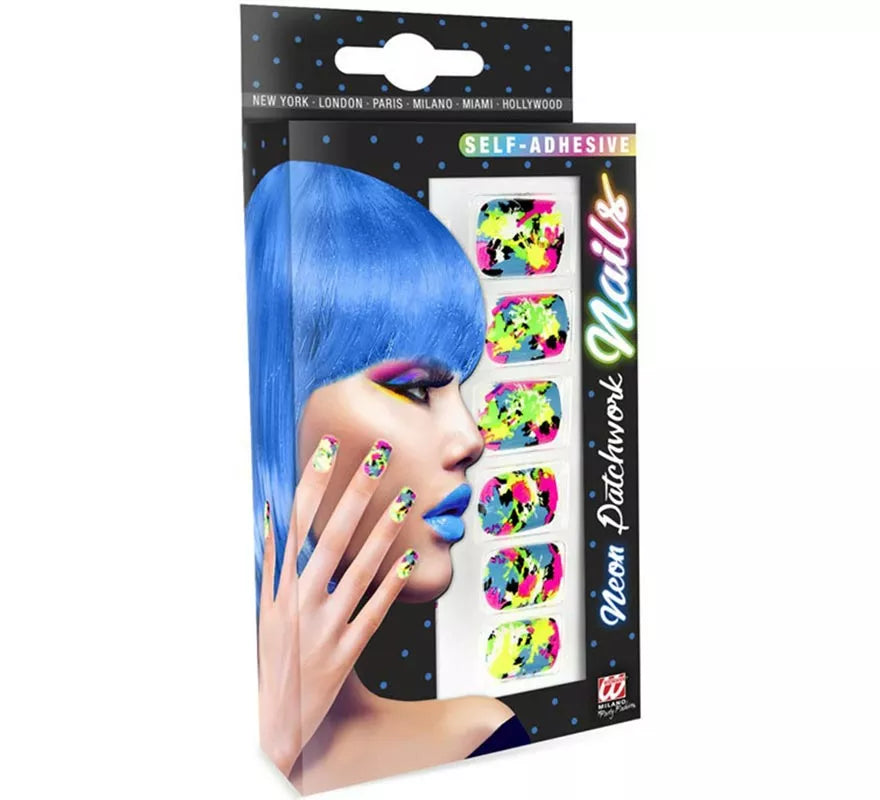 Translation missing: de.Pack de 12 Uñas Autoadhesivas de Mosaico neón