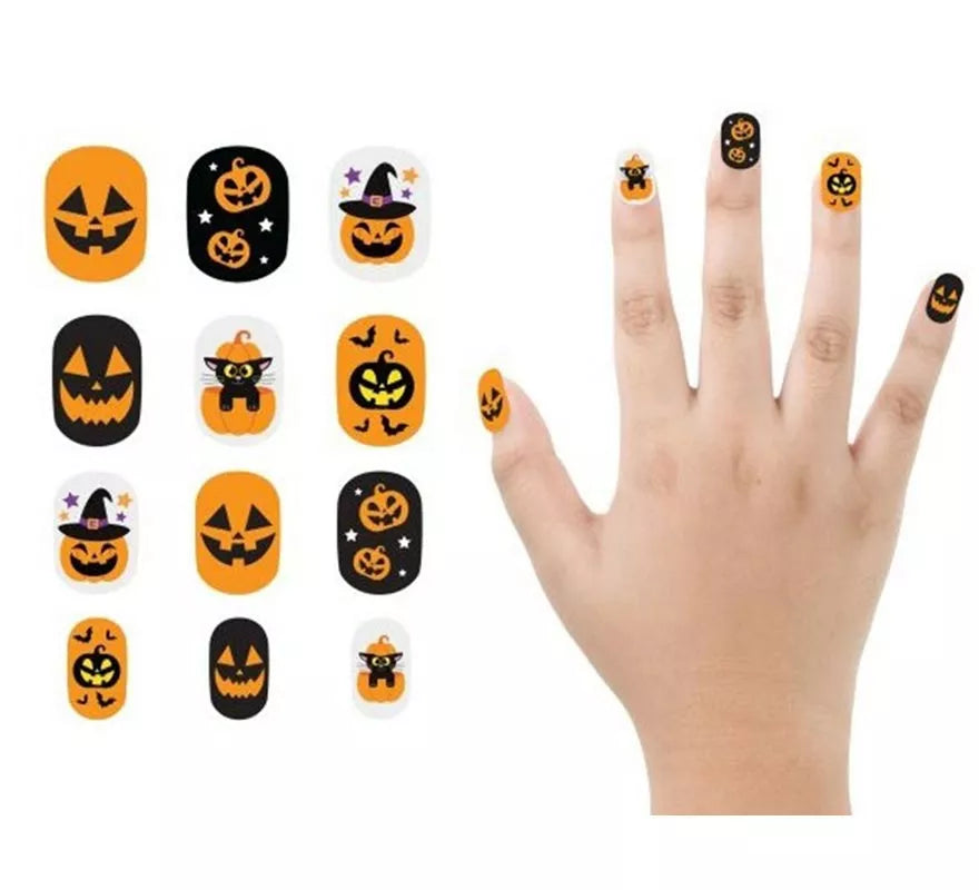 Translation missing: de.Pack de 12 Uñas Calabaza con Adhesivo Infantil
