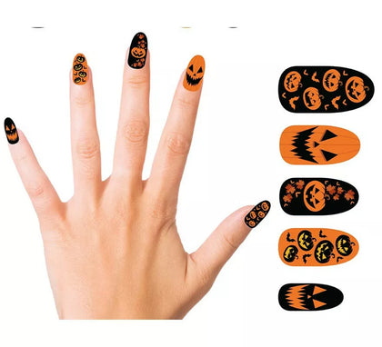 Pack de 12 Uñas Postizas Calabaza