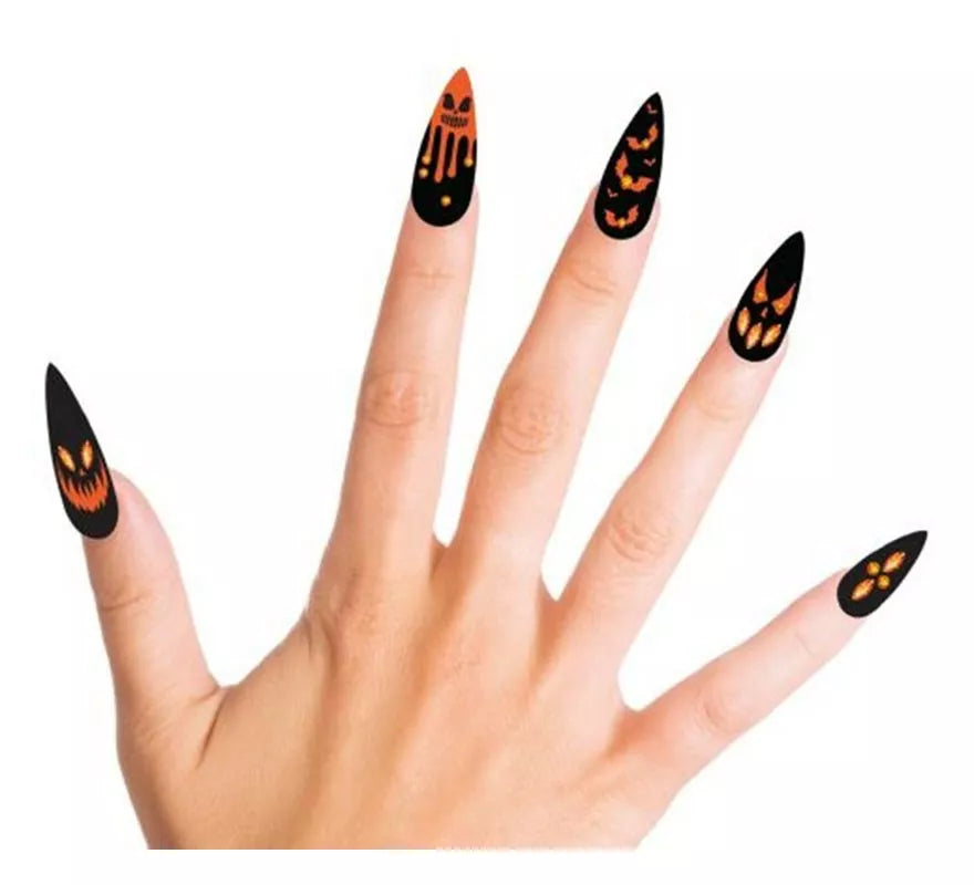Translation missing: de.Pack de 12 Uñas Postizas Calabazas con Joyas