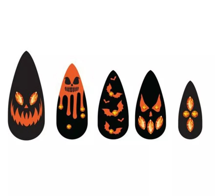 Translation missing: de.Pack de 12 Uñas Postizas Calabazas con Joyas