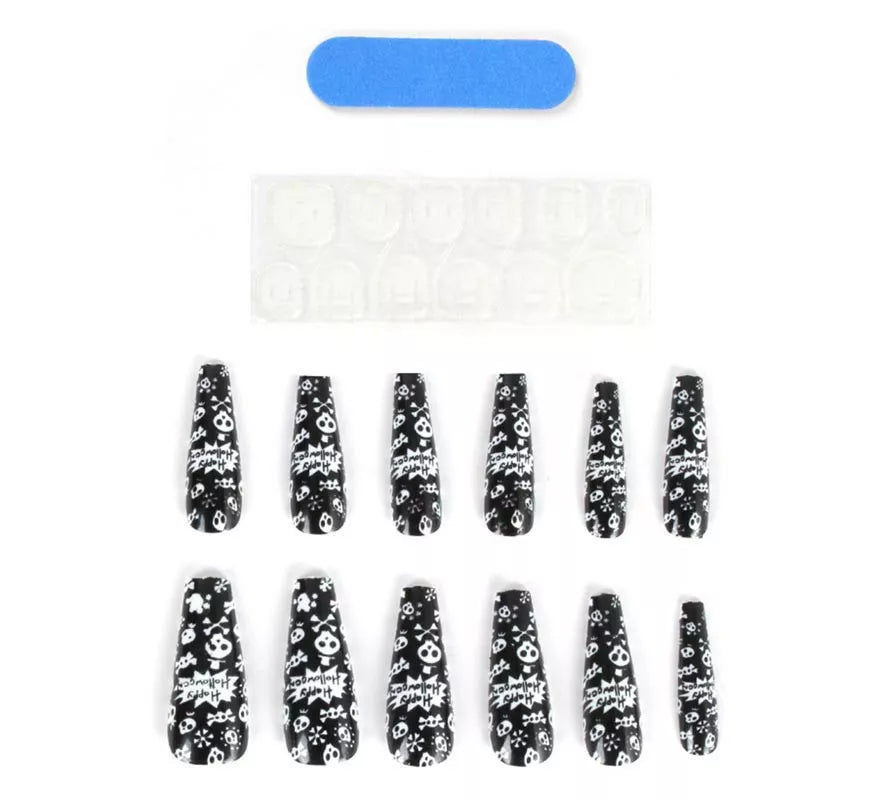 Translation missing: de.Pack de 12 Uñas Postizas Calavera negra