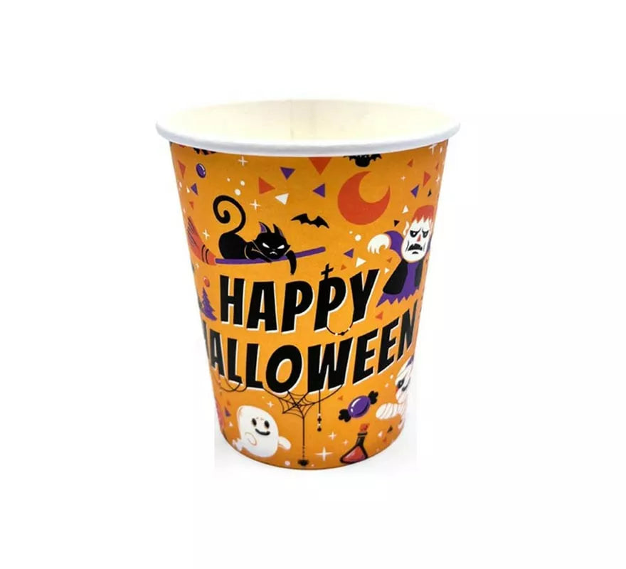 Translation missing: de.Pack de 12 Vasos de 250 ml Happy Halloween Print naranja