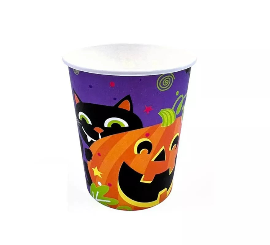 Translation missing: de.Pack de 12 Vasos de 250 ml Noche de Halloween Print naranja