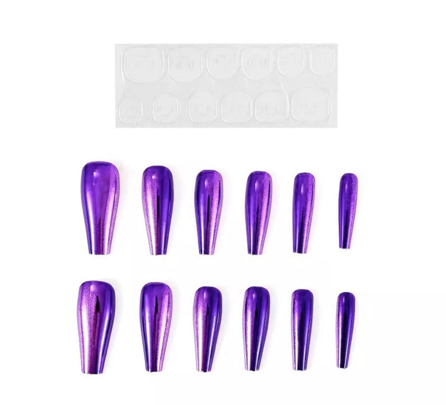 Translation missing: de.Pack de 13 Uñas Autoadhesivas efecto metal morada
