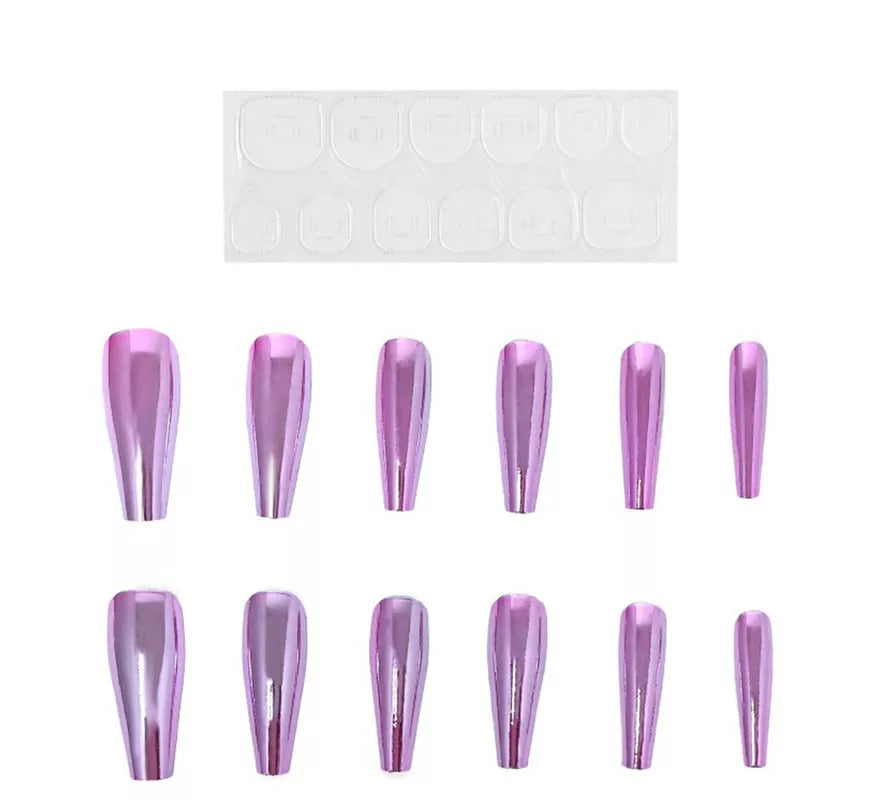 Translation missing: de.Pack de 13 Uñas Autoadhesivas efecto metal rosa