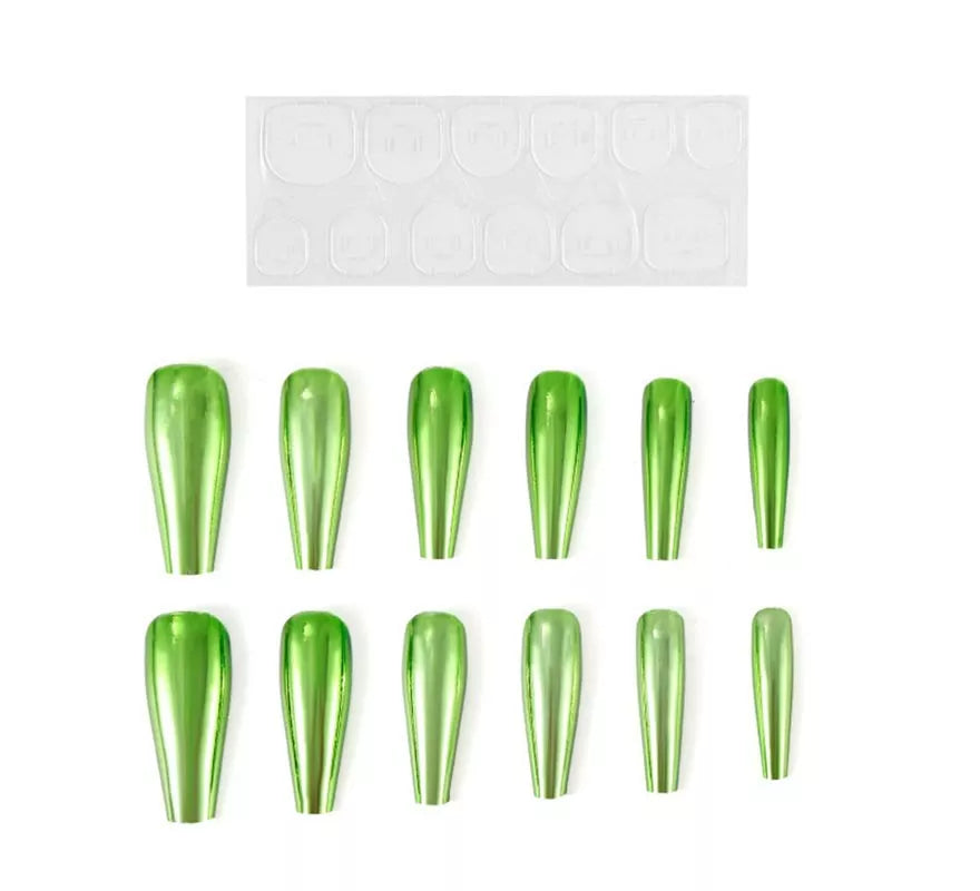 Translation missing: de.Pack de 13 Uñas Autoadhesivas efecto metal verde