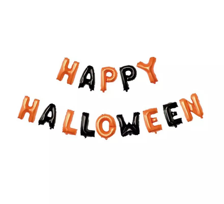 Translation missing: de.Pack de 14 Globos Happy Halloween negro y naranja de 40 cm