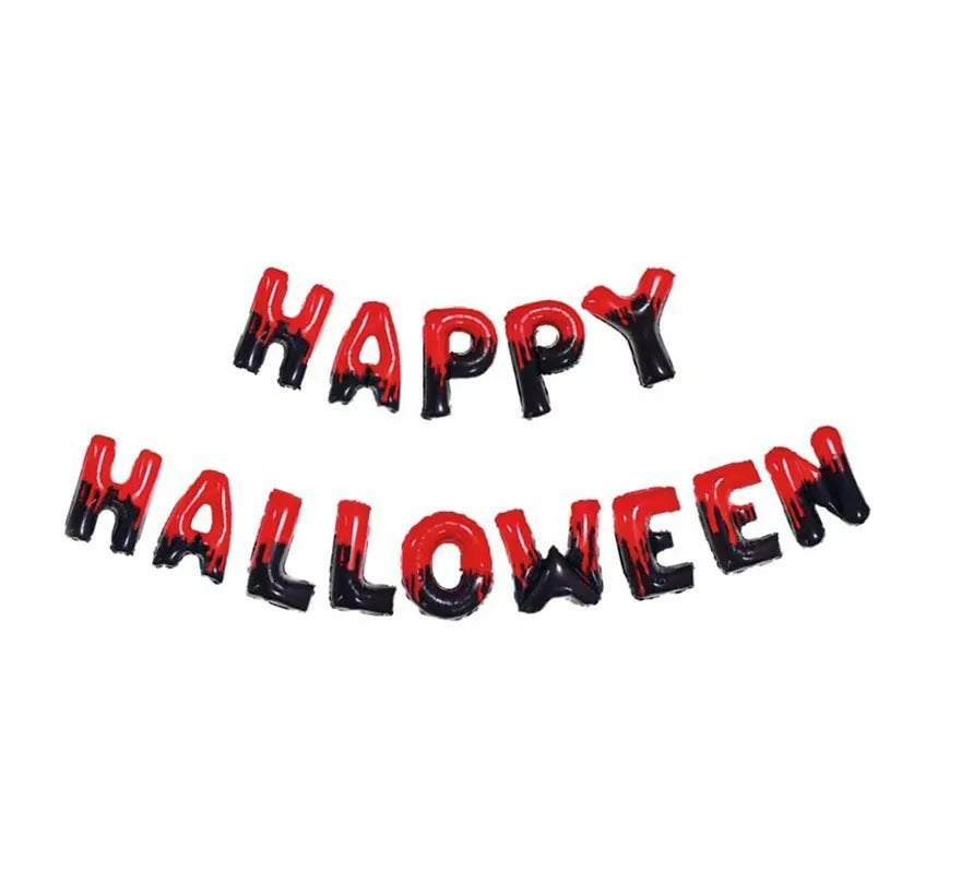 Translation missing: de.Pack de 14 Globos Happy Halloween negro y rojo de 40 cm