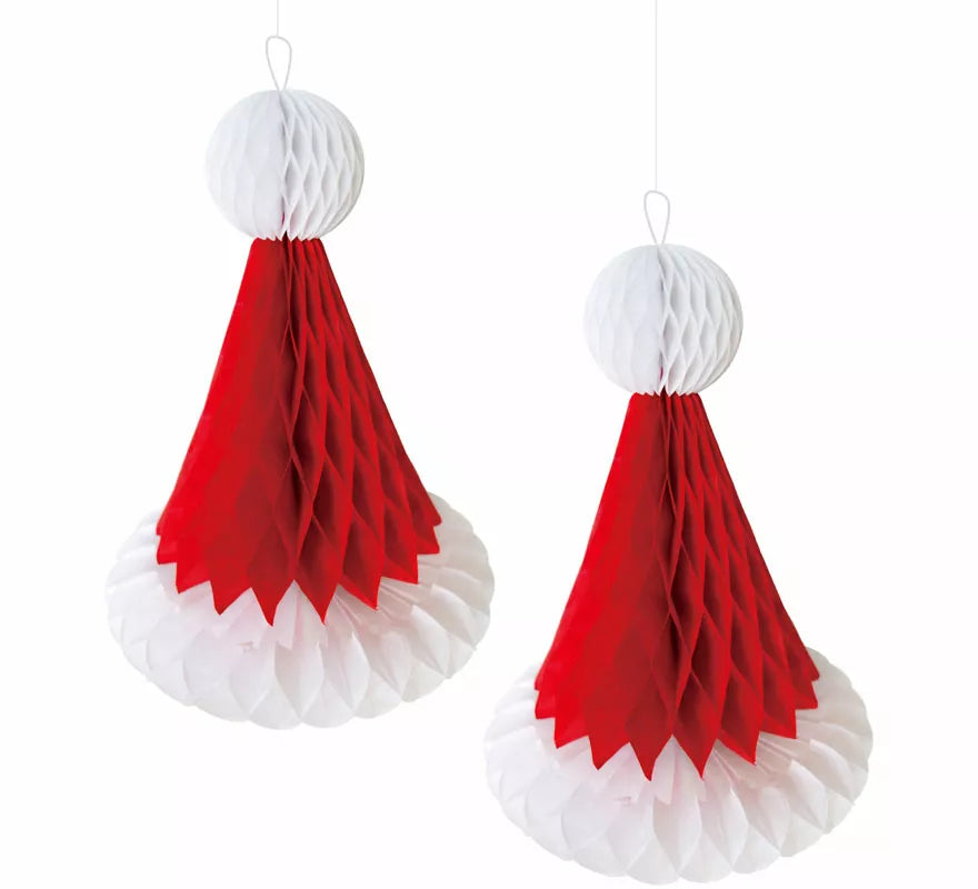 Translation missing: de.Pack de 2 Colgantes Panal de Gorro Noel de 15 cm