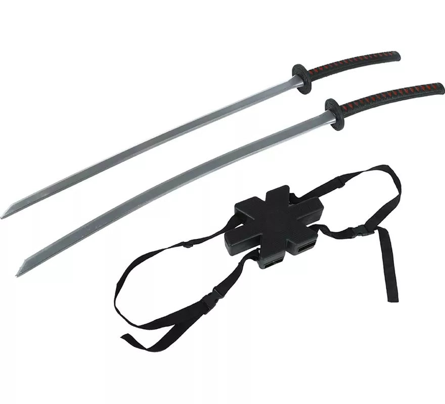 Translation missing: de.Pack de 2 Espadas Samurái para Espalda de 95 cm de Plástico