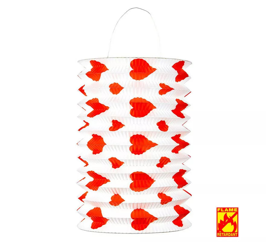 Pack de 2 Farolillos de Corazones Rojos Pirorretardante de 16x28 cm