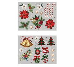 Packung mit 2 elektrostatischen Folien, Weihnachtsfiguren von 30 x 40 cm