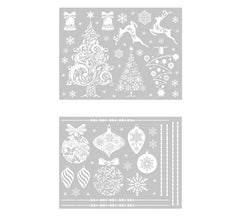 Packung mit 2 elektrostatischen Weihnachts-Schneefallplatten von 30 x 40 cm