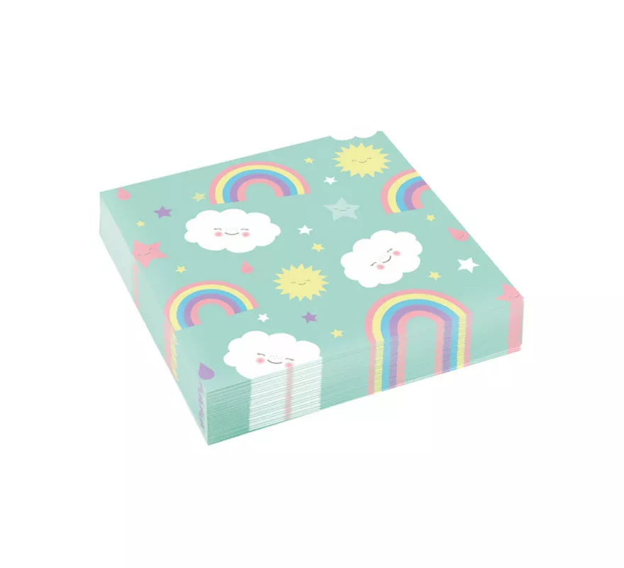 Translation missing: de.Pack de 20 Servilletas de Arcoiris y Nube de Papel de 33x33 cm