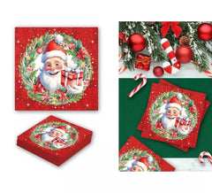 Packung mit 20 Weihnachtsmann-Servietten im Format 16 x 16 cm