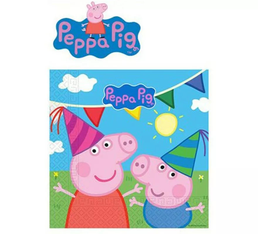 Translation missing: de.Pack de 20 Servilletas de papel de 33x33 cm de Peppa Pig