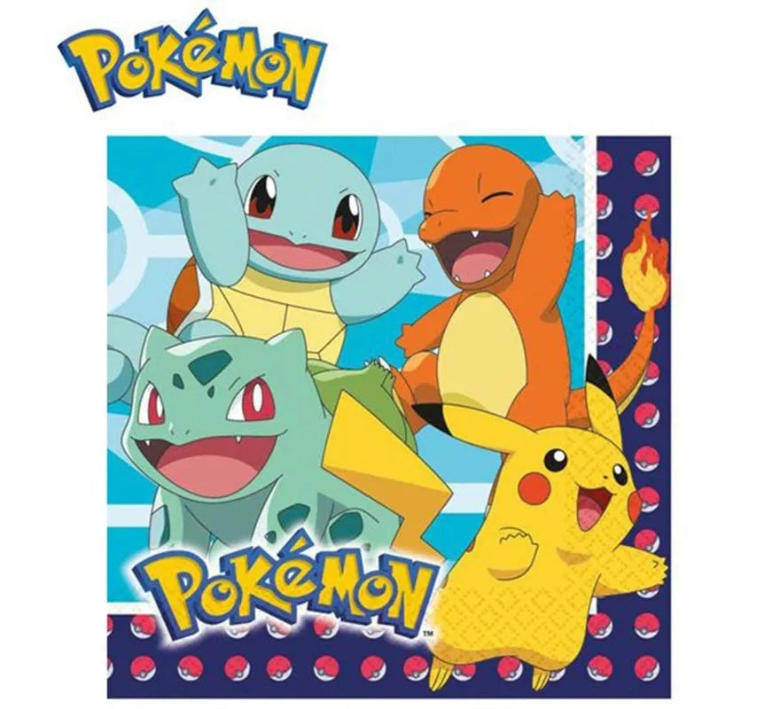 Translation missing: de.Pack de 20 Servilletas de papel de 33x33 cm de Pokémon