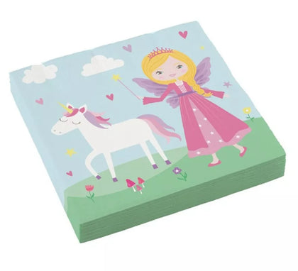 Pack de 20 Servilletas de Princesa Medieval de Cartón de 33x33 cm