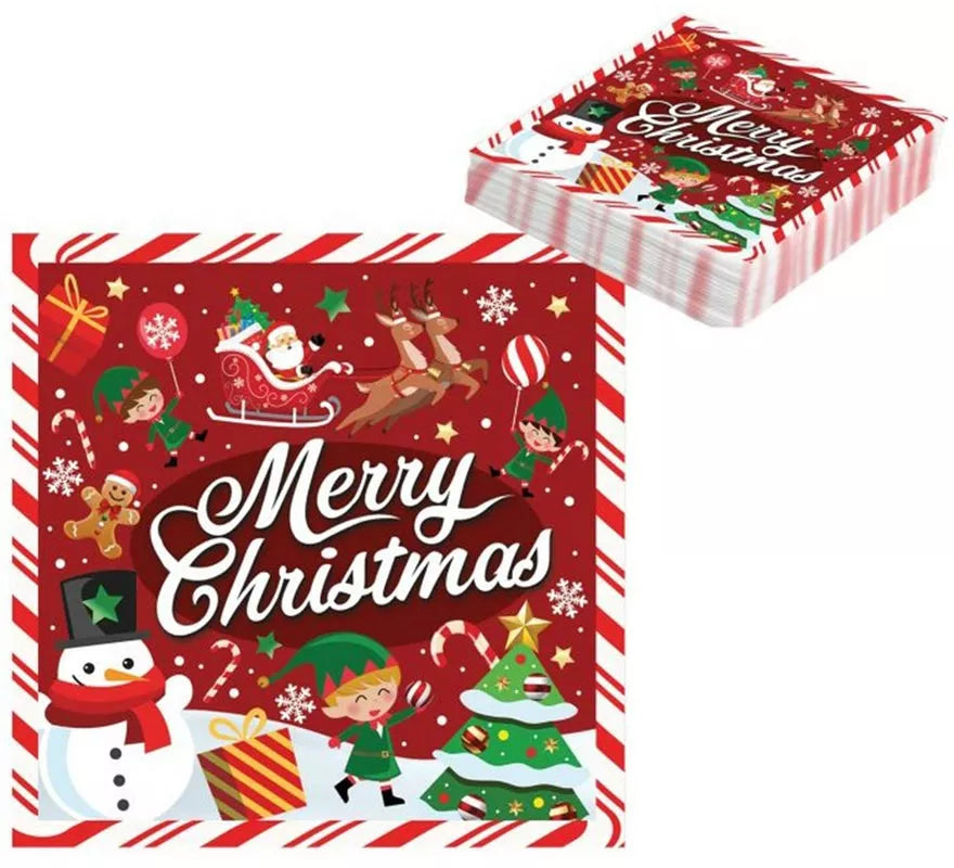 Translation missing: de.Pack de 20 Servilletas Merry Christmas de 33x33 cm