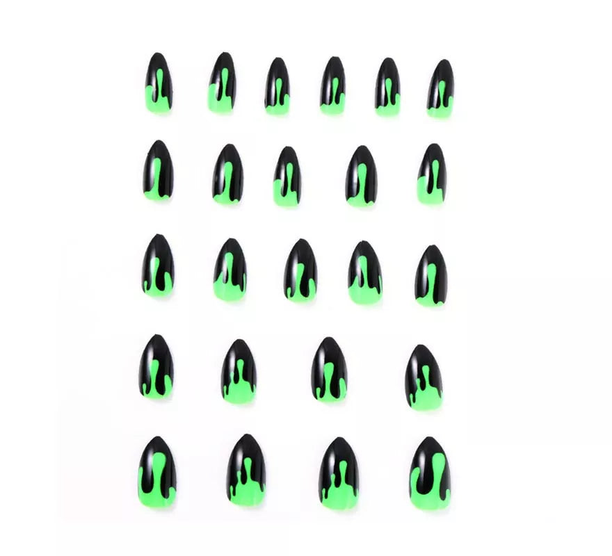 Translation missing: de.Pack de 24 Uñas Postizas Halloween negro y verde