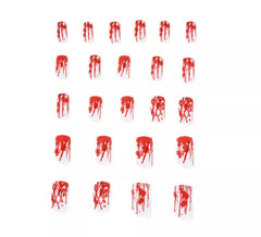 Packung mit 24 roten und weißen Halloween-Kunstnägeln